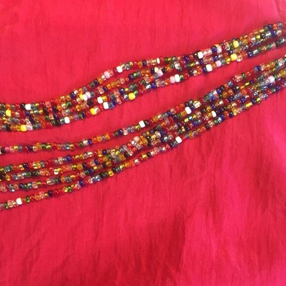 Handcrafted multi strand beaded necklace Aprox 22 " total length, - Picture 6 of 13